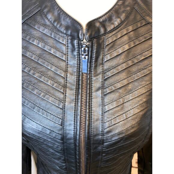 NWT Mark Alan New York size Medium Black Front Zip Faux Leather Moto Jacket - Picture 5 of 12